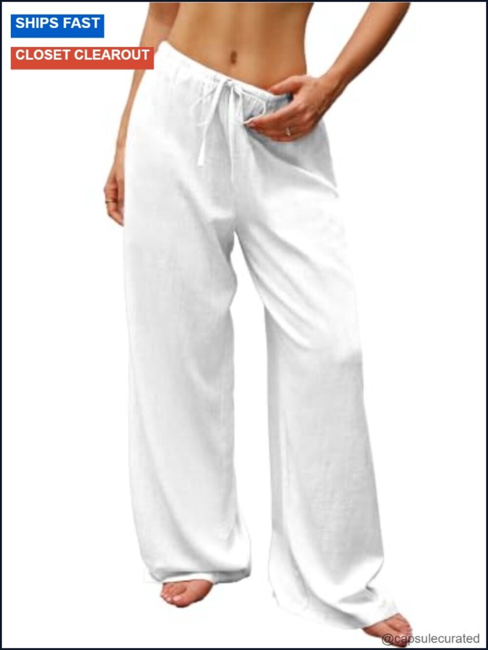 Low Rise Linen Wide Leg Palazzo Pants, Baggy Lightweight Trousers